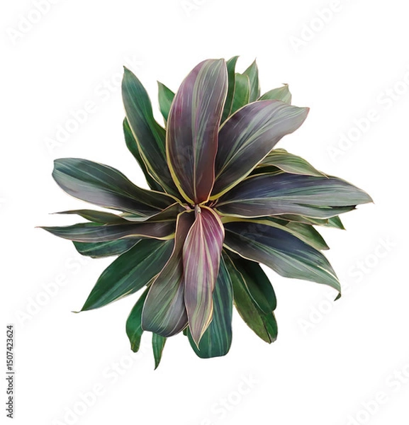 Fototapeta pink lily isolated on white, A vibrant pink lily flower, isolated on a white background, showcases its delicate petals and lush green leaves, embodying the freshness of nature