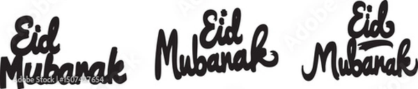 Fototapeta Silhouette Collection Set of Eid Mubarak Calligraphy Vector Illustration 