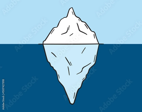 Obraz Iceberg counter concept icon doodle hand drawn. small part visible, most is under water. colorful cartoon line drawing clipart symbol
