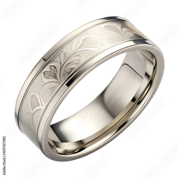 Fototapeta Custom Engraved Ring Isolated On Transparent Background