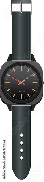 Obraz Realistic Black color Wrist Watch