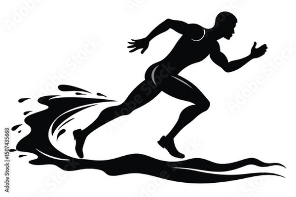Obraz Runner Silhouette Speed Water Splash Design