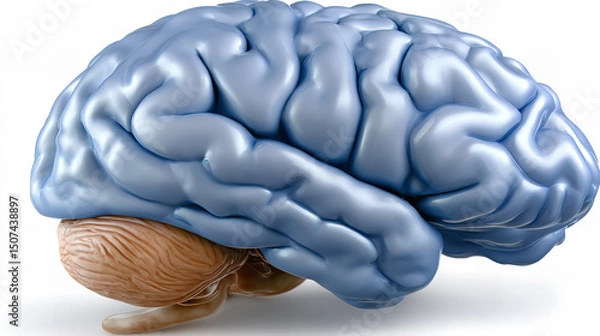 Obraz Detailed view of a human brain model showcasing its anatomy and structure in a scientific setting during a research presentation