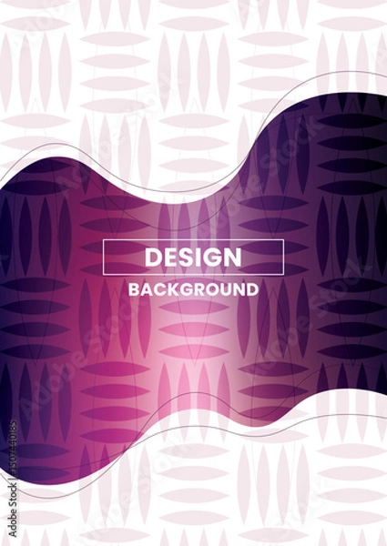 Fototapeta Abstract vector background with purple gradients, geometric leaf shape patterns and smooth wave lines.