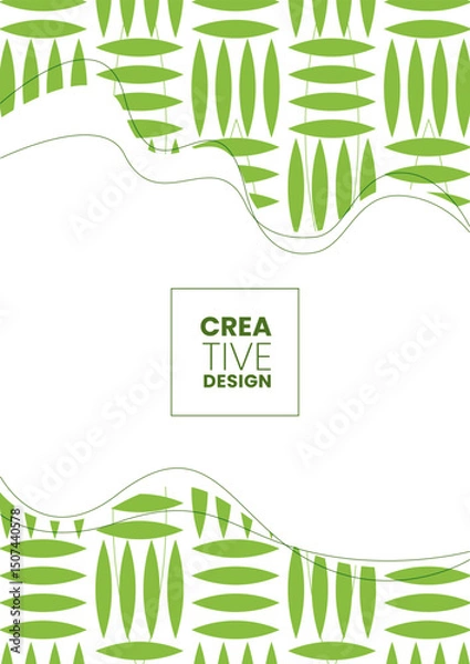 Fototapeta Green geometric abstract background with leaf pattern.