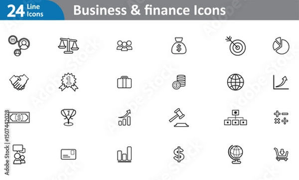 Fototapeta Business & Finance Icons - Black Line Art Vector Set (EPS)