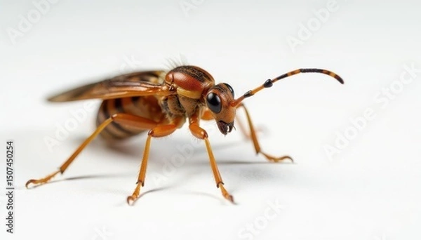 Fototapeta Close-up of single insect on pure white background, wings, macro