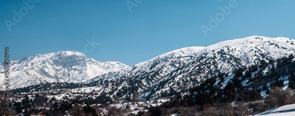 Fototapeta Amirsoy, Amirsay snowy rocks, mountains in Uzbekistan