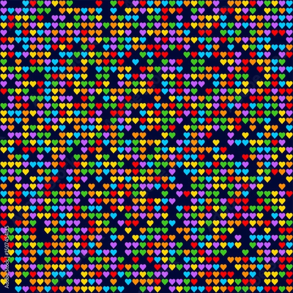 Obraz Rainbow Heart Mosaic, seamless vector pattern with colorful hearts in a rainbow palette. Perfect for backgrounds, textiles, and festive banner designs, this vibrant pattern spreads love and joy with e