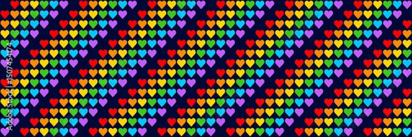 Obraz Rainbow Heart Mosaic, seamless vector pattern with colorful hearts in a rainbow palette. Perfect for backgrounds, textiles, and festive banner designs, this vibrant pattern spreads love and joy with e