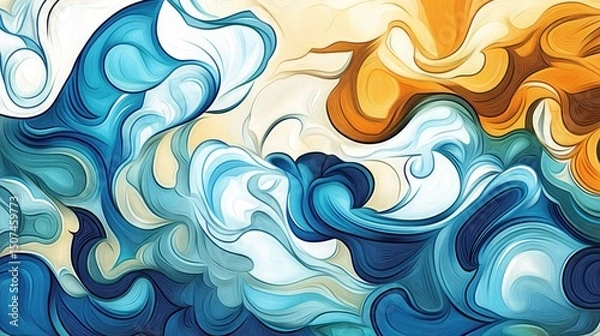 Obraz Dynamic yet elegant, this abstract line illustration features curling and swirling lines that move in perfect harmony, rendered in ultra-sharp detail.