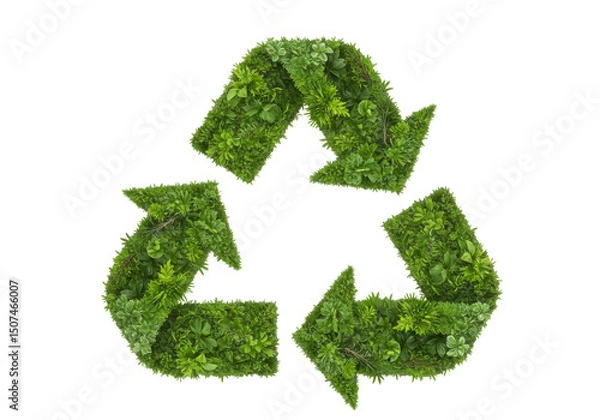 Fototapeta Green recycle symbol isolated on transparent background