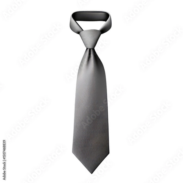 Obraz A gray tie hanging with a black background showcasing its texture and formal appearance in the image view