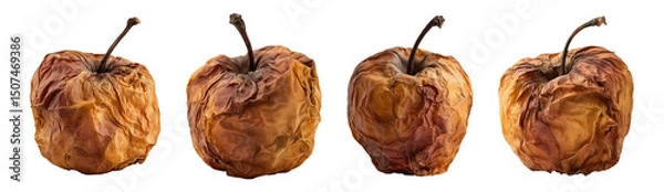 Obraz Collection set of rotten apples isolated on transparent or white background, png