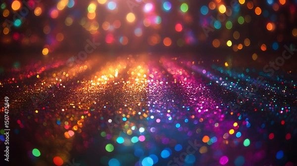 Fototapeta Vibrant disco lights reflecting off a shiny surface creating a mesmerizing display of multicolored beams in a festive and lively setting