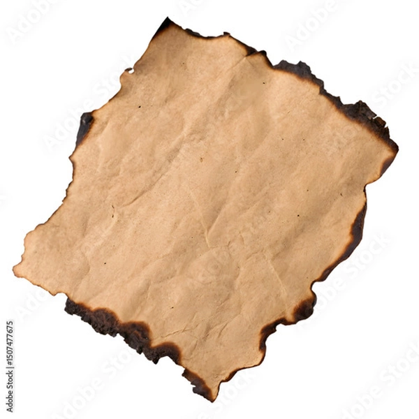 Fototapeta Burned paper texture isolated on transparent background