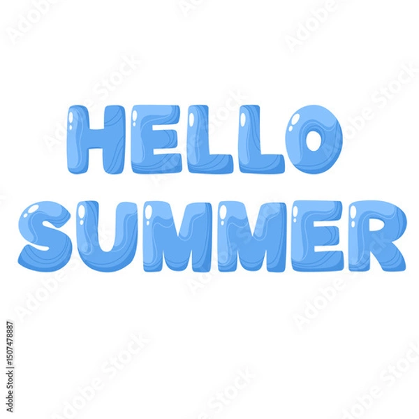 Obraz Hello summer, text. Font, lettering with water texture