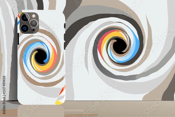 Fototapeta High-resolution abstract digital artwork featuring a vibrant color swirl, perfect as a modern wallpaper.