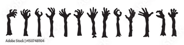 Obraz Zombie hands silhouettes. Halloween decor. Set doodle zombie hand