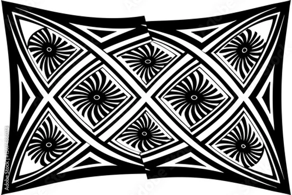 Fototapeta Modern 3D abstract mural with geometric black and brown shapes, ideal for bedroom décor and carpet design