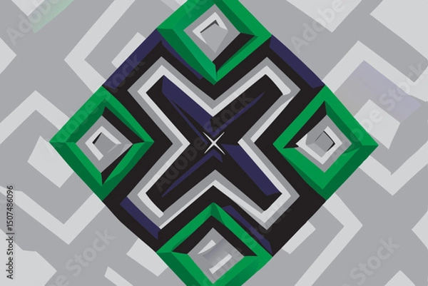 Fototapeta Modern 3D abstract mural with geometric black and brown shapes, ideal for bedroom décor and carpet design