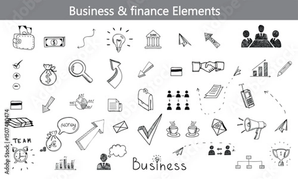 Fototapeta Business & Finance Elements - Black Line Art Vector Set (EPS)