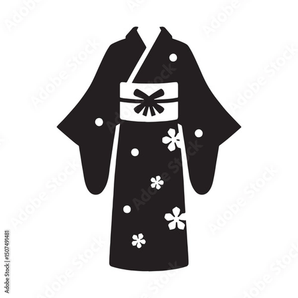 Fototapeta Strong yukata impression in vector art – yukata silhouette – yukata vector – yukata illustration – japanese dress silhouette – ladies dress silhouette – silhouette of yukata

