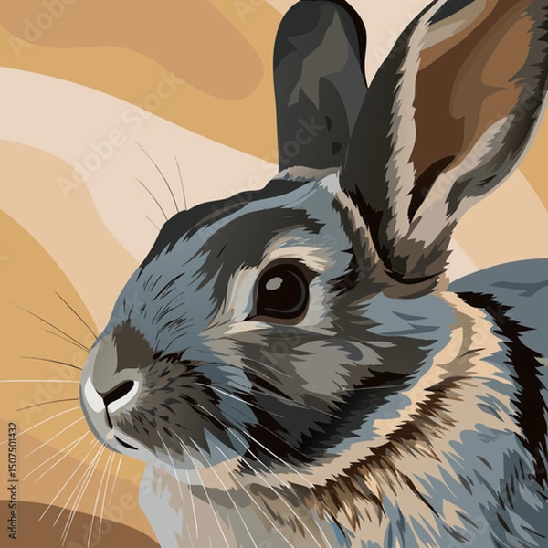 Fototapeta Vintage-style vector engraving of a rabbit on a white background, perfect for prints, logos, and design projects.