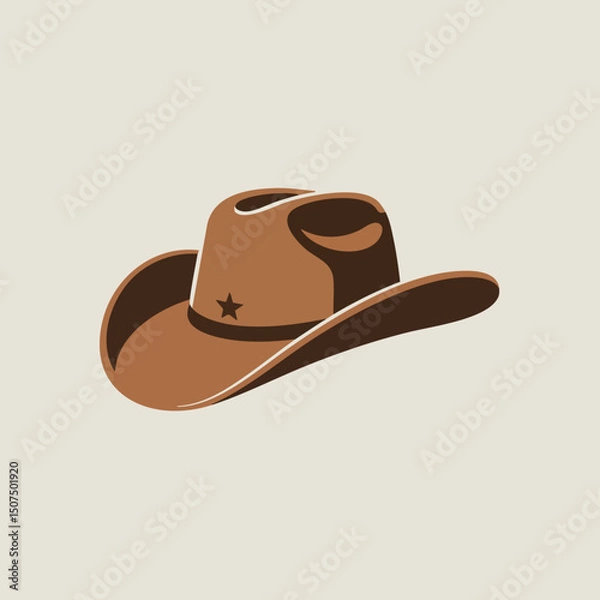 Obraz Minimal Cowboy Hat Vector Illustration – Western Style Brown Hat Isolated for Icons, Logos, and Prints
