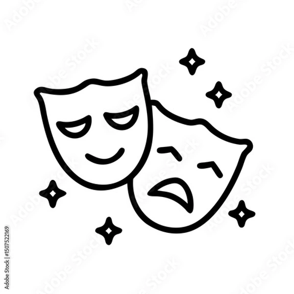 Fototapeta acting icon, theater icon, drama icon, performance icon, stage icon, actor icon, mask icon, entertainment icon, play icon, cinema icon, film icon, script icon, movie icon, character icon, role icon, d