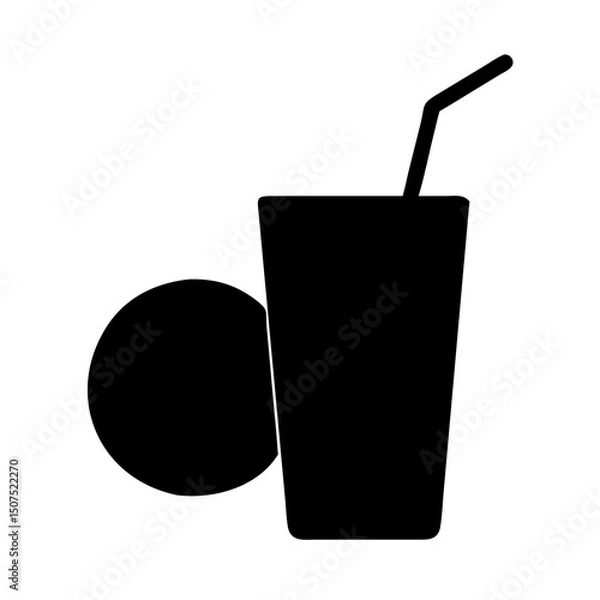 Fototapeta glass with straw icon, drink icon, beverage icon, straw icon, juice icon, cold drink icon, refreshment icon, soda icon, cocktail icon, summer drink icon, drinking glass icon, glass cup icon, iced drin