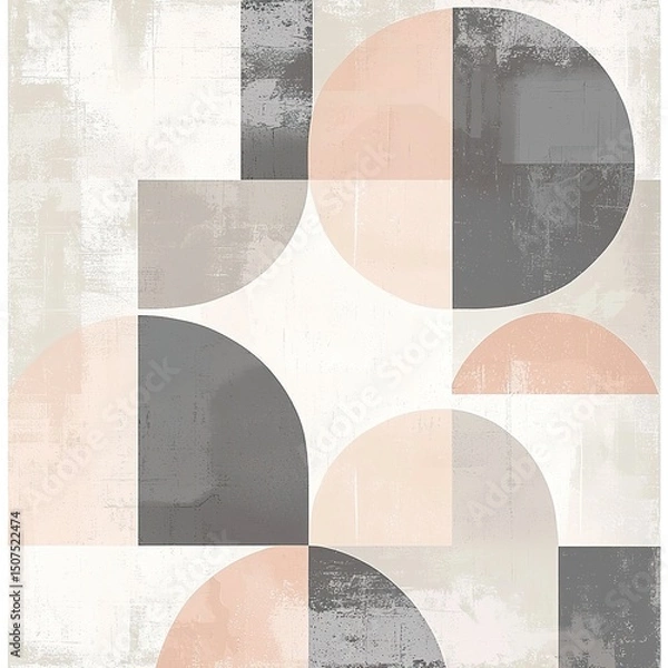 Obraz Modern neutral abstract patterns set in geometric and organic forms. Minimalist design ideal for home decor, wall art, packaging, and branding in soft beige, gray, and black tones.