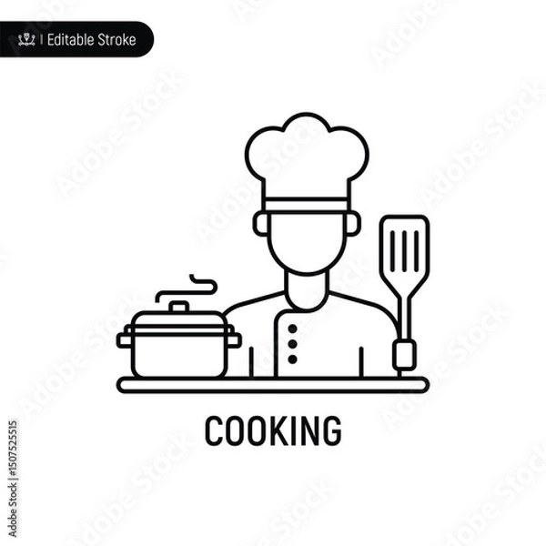 Fototapeta Cooking thin line icon, editable stroke, pixel perfect, compatible for app or web, isolated on a white background.