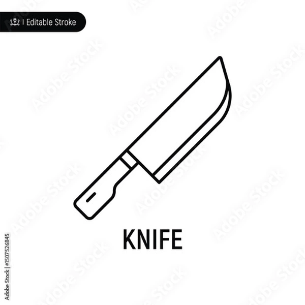 Fototapeta Knife thin line icon, editable stroke, pixel perfect, compatible for app or web, isolated on a white background.