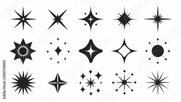 Obraz Collection Of Black Starburst And Sparkle Icons