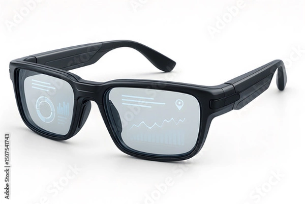 Fototapeta Smart Glasses With AR Overlay and Minimalist Design on White Background