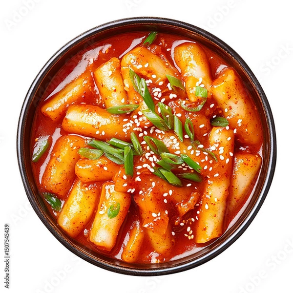 Obraz Tteokbokki korean food dish isolated on transparent background remove png, clipping path