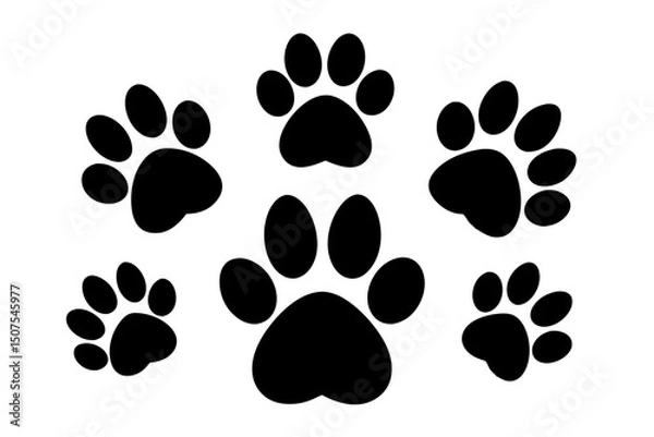Fototapeta Silhouette Paw Patterns From Multiple Animals