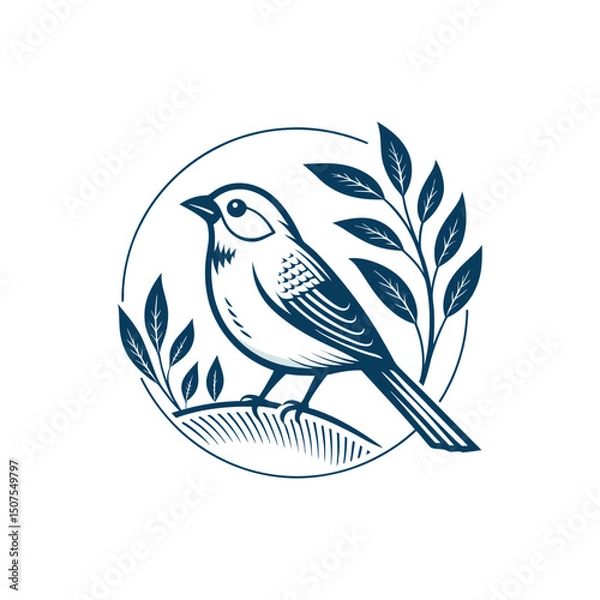 Fototapeta Bird logo vector icon illustration style Simple line design concept bird nest logo illustration places where birds nest simple elegant symbol of nature
