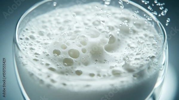 Fototapeta Protein Shake with Frothy Top in Transparent Glass