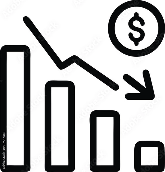 Obraz business graph with dollar sign