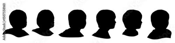Fototapeta Conceptual human head isolated on white background as abstract avatar as a set or collection banner for social design concept. Human closeup anonymous faces head shot for human character illustration