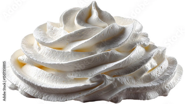 Fototapeta Whipped Cream Isolated on Transparent Background, High-Resolution Cutout PNG with Studio Lighting
