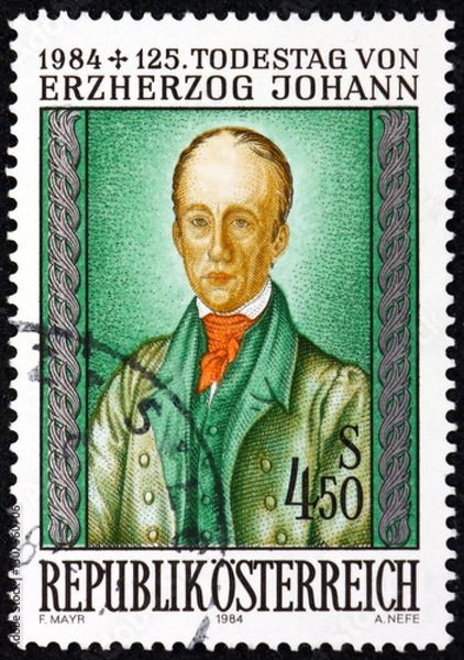 Fototapeta Postage stamp Austria 1984 Archduke Johann (1782-1859), was an Austrian field marshal and imperial regent