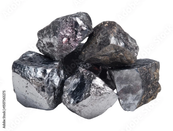 Fototapeta Mining rare minerals hematite extraction in industrial quarries geology and rock formations isolated on transparent background