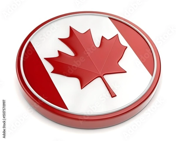 Obraz Showcase National Pride with 3D Icons Featuring Canada Flag and Maple Leaf for Cultural Identity and Heritage Celebration