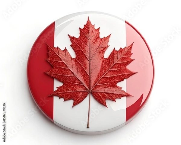 Obraz Showcase National Pride with 3D Icons Featuring Canada Flag and Maple Leaf for Cultural Identity and Heritage Celebration