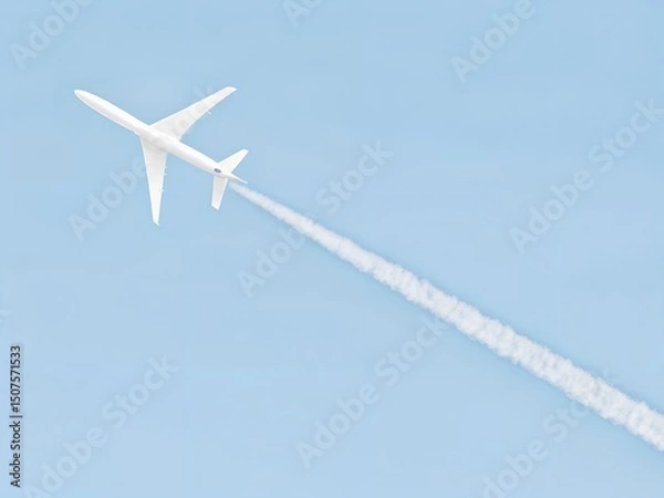 Obraz Explore the Amazing World of Airplane Contrails in Clear Blue Skies with Aviation, Weather Effects, and Jet Trails Insights
