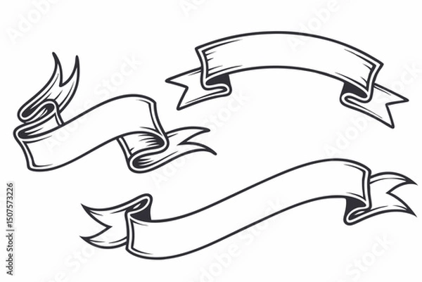 Fototapeta pointed edge ribbon banner collection with vintage