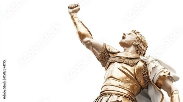 Fototapeta An inspiring statue of a warrior in armor, symbolizing strength, courage, and victory against adversity.